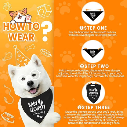 Baby Security in Training Dog Bandana Pet Scarf Pregnancy Announcement Dog Bandanas for Dogs Pet Accessories for Dogs Lovers Pregnancy Reveal Ideas (Black)