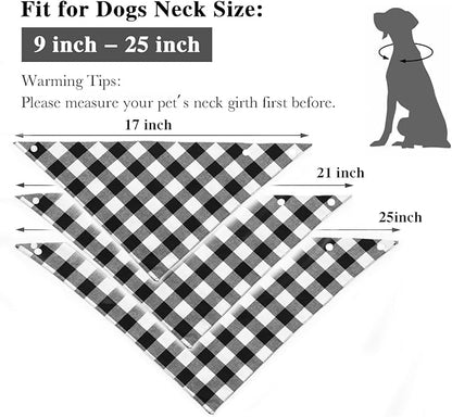 Christmas Plaid Dog Bandana with Button, Fall Dual Layer Scarf Soft Cotton Triangle Bib Girls and Boys Kerchief Adjustable Accessories for Small Medium Large Extra Large Dog Puppy Pet Cat