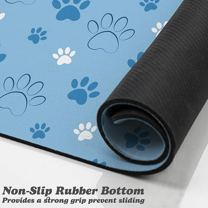 Dog Food Mat, Absorbent Water Bowl Mats Cat Pet Feeding Placemats Blue 17 * 30 inch