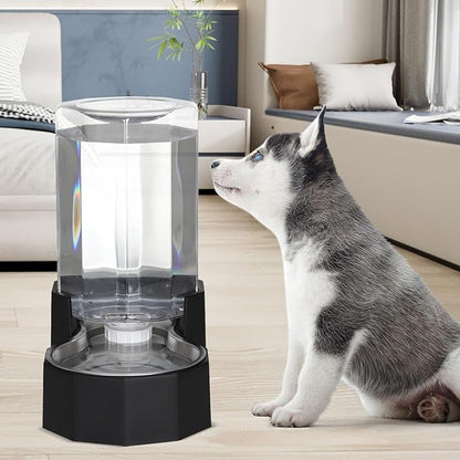 Sfozstra Dog Water Bowl Dispenser: 6L Large Black Gravity Stainless Steel Bowl - Without Filter - Pet Feeder for Pets Indoor/Outdoor Use by Owners