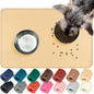 VIVAGLORY Dog Food Mat Flexmat Dog Bowl Mat, Placemat Food Tray with Raised Edges & Lip for Indoor Floor, Non Slip Waterproof Silicone Dish Placemat for Cat & Pet, S, Beige Yellow