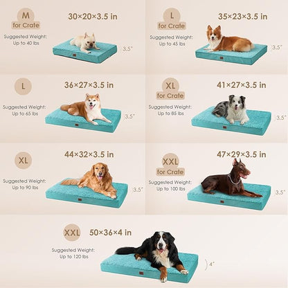 EHEYCIGA Orthopedic Dog Beds for Large Dogs with Removable Washable Cover, Turquoise Blue, 36x27