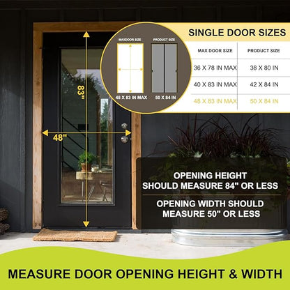Magnetic Screen Door for 48 x 83 Inch French Door, Screen Itself Size: 50" x 84", Glass Sliding Door Heavy Duty Screen Door Mesh Curtain Keeps Bugs Out for Patio, Sliding Or Large Door