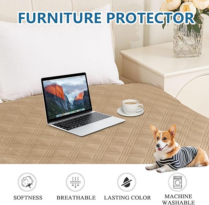 hyha Waterproof Dog Blanket, Reversible Pet Bed Blanket, Soft Sofa Couch Cover for Dogs Washable, Waterproof Pet Couch Covers for Sofa Puppy Cats Furniture Protector(40"x70", Camel/Camel)