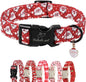 Christmas Dog Collar - Cute Red Santa Christmas Puppy Collar with Safety Buckle, Soft Adjustable Holiday Dog Collars for Small Medium Large Dogs M