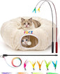 Cat Tunnel for Indoor Cats - Collapsible Foldable Play Tunnel with Cat Toys for Kittens & Rabbits, Fun Interactive Pet Toys for Enrichment & Hiding, Large Durable Crawl Tube for Playtime and Exercise
