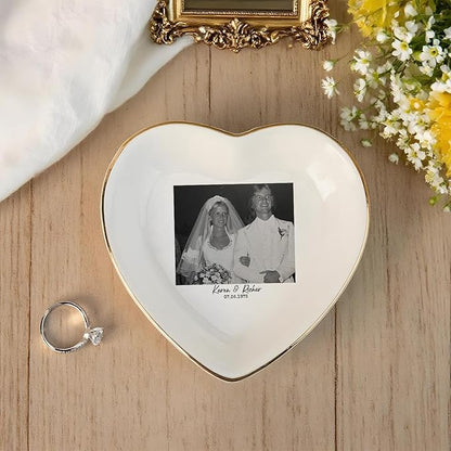 Custom Photo Ring Dish, Personalized Picture Trinket Tray, Wedding Anniversary Keepsake Jewelry Dish, Valentines Gift for Her Him Wife Husband Parents Grandparents