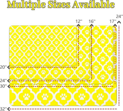 Dog Food Mat 17X30 Inch Pet Feeding Absorbent Mats for Floor Cat Water Bowl Placemats Non-Slip Washable Dog Mat for Food and Water