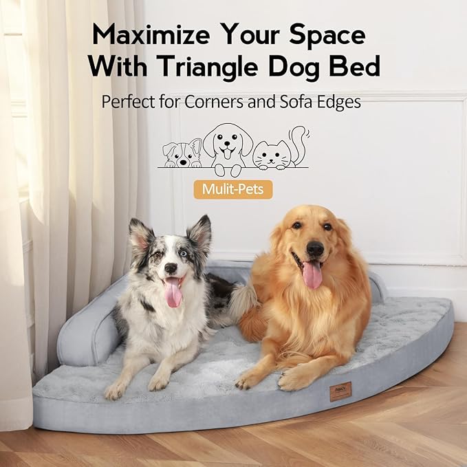 Large Orthopedic Dog Bed with Sides XXXL Dog Beds with Removable Washable Cover Non-Slip Waterproof Pet Bed for Extra Large Dogs - Grey XXXL