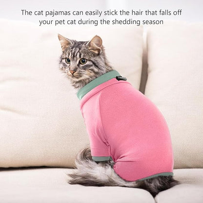 Sticky Cat Clothes Stretchy, Sphynx Hairless Sweater & Pajamas for Cats only, Soft Cat Onesie for Cats After Surgery Female Male & Hair Loss Prevention, Pink XL