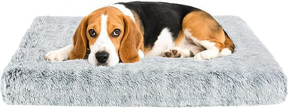 Fluffy Orthopedic Dog Beds for Medium Dogs with Washable Removable Cover Dog Crate Bed Egg Crate Foam Support Plush Pet Pad Mat with Anti-Slip Bottom(Grey,36 * 24)
