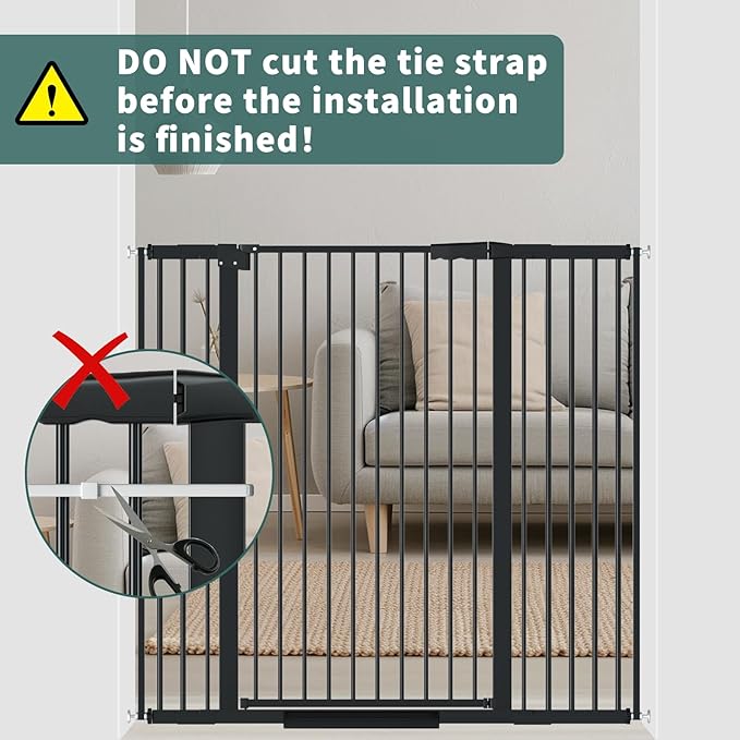 40.55" Tall, 34.05-45.86 Inch Wide, 1.37" Ultra Narrow Spacing Dog Pet Baby Gate Indoor for Doorway Hallway, Pressure Mounted 35 36 37 38 39 40 41 42 43 44 45 Inches Wide Black