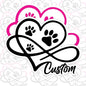 Personalized Infinity Paw Print Sticker with Name - Custom Heart & Dog Cat Footprints Vinyl Decal for Car Window, Laptop, Tumbler - Forever Love Pet Memorial Gift (Waterproof, Multiple Colors)