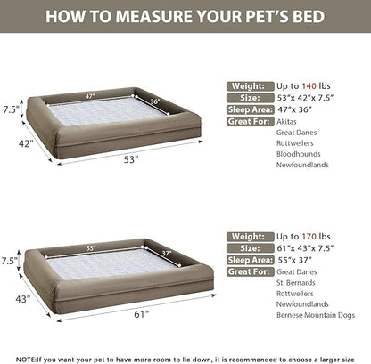WNPETHOME Giant Dog Bed, Washable Dog Couch with Removable Waterproof Cover, Orthopedic Large Pet Sofa Bed with Bolster Sides for Sleeping