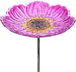 MUMTOP Glass Bird Baths for Outdoors, 12 Inch Bird Bath Bowl with Metal Stake Sunflower Bird Feeders for Garden and Patio Decor