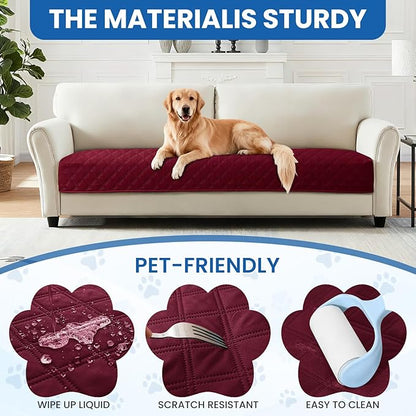 Waterproof Dog Bed Cover, Non-Slip Dog Blanket for Couch, Couch Covers for Dogs Washable, Pet Blanket for Furniture, Pet Bed Mat for Sofa, Car, Pet Supplies Christmas (82x102 Inch, Burgundy)