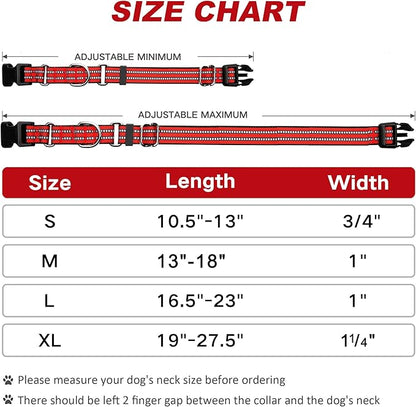 Martingale Dog Collar, Adjustable Nylon Reflective Collar with Buckle No Pull Dog Collar for Small Medium Large Dogs (Red L)
