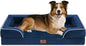 Comfort Expression Orthopedic Dog Bed for Large Dogs 38x25 Inch, Waterproof Supportive Egg Crate Foam Large Pet Bed with Removable Bolsters, Dog Couch with Washable Cover & Non-Slip Bottom, Navy Blue
