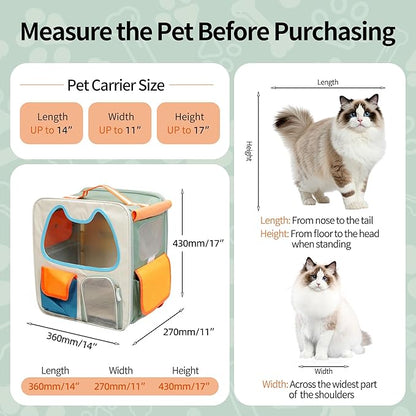 Cat Carrier with Wheels Airline Approved,Removable Pet Carrier Outdoor on Wheels Portable Cat Carrier Bag for Puppy and Kitten Travell Moving or Going Out