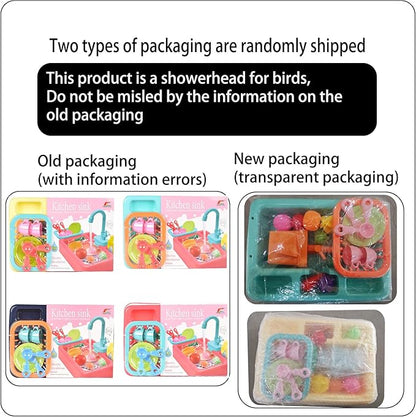 kathson Parrot Bathtub,Automatic Bird Shower Box,Multifunctional Parakeet Bathtub with Faucet,Bird Bathing Tub Pool Toy for Small Medium Birds Cockatiel Lovebird Budgie（Red-Orange）