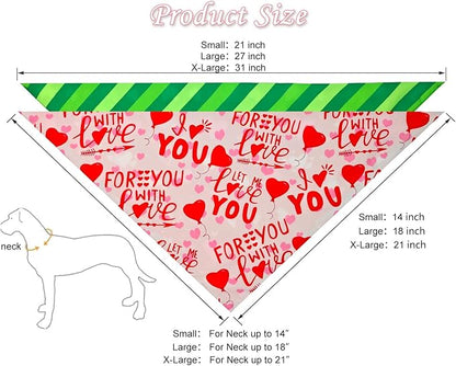 Valentine's & St. Patrick's Day Dog Bandana Set 2PCS-XLarge,Holiday Party Costumes,Pet Scarves for Boys and Girls,Dog Outfit Gifts for XLarge Dogs,Diverse Festive Styles