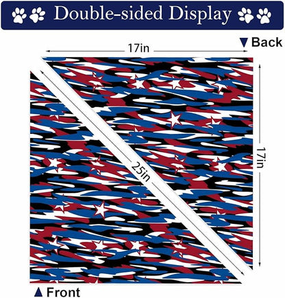 4th of July Dog Bandanas, 2PCS American Flag Patriotic Scarf, Independence Holiday Bandana,Premium Durable Triangle Reversible USA Bandana for Large Dogs