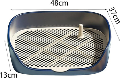 Dog Tray with Wall for Cats and Dogs, Elevated Pet Feeding Station, Wall-Mounted Pet Bowl Tray with Barrier, Multi-Level Pet Food Dispenser for Clean Feeding- Blue L