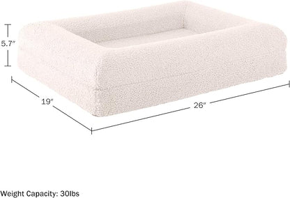 PETMAKER Orthopedic Pet Bed - 26in Small Dog Bed with Supportive Bolster, Nonslip Bottom, and Removable Washable Cover - Memory Foam Puppy Bed for Small Dogs and Cats - Dog Products (Cream)