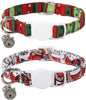 Lionet Paws 2pcs Pack Cotton Cat Collar,Breakaway Buckle Christmas Cat Colar with Santa,Red Green Dot Cute Adjustable Cat Kitten Collar,Ideal for Boy Cats