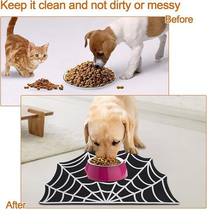 Halloween Pet Mat for Food and Water, Pet Feeding Mat for Dog Cat Bowl Absorbent Anti-Stain Non-Slip Quick Dry Easy Clean Floor Placemat, Pets Accessories Indoor (24 * 35.5 in)