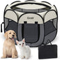 Pet Cat Playpen for Indoor Cats Enclosed, Puppy Dog Play Pen for Outdoor Travel Camping (Large Size, Beige & Dark Grey)