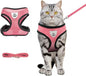 shudyear Summer cat Chest Harness and Leash, Anti-Escape Adjustable Soft mesh cat Leash and Chest Harness Set for All Types of Cats cat Vests(Size M,Pink)