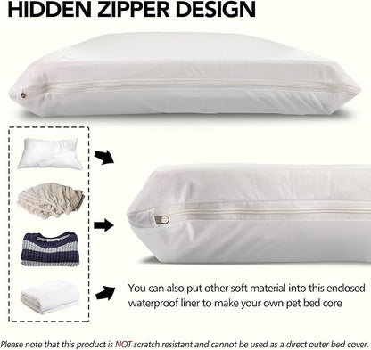 Waterproof Dog Bed Liner, Washable Replacement Cover Reusable Pet Pee Water Resistant Proof with Zipper, Liner Only 20x15 inch