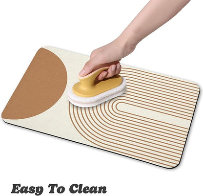 Dog Food Mats for Floors Waterproof, Cat Water Bowl Mats Pet Feeding Absorbent Mat Placemats for Food and Water Beige Bohemia 24 * 32 inch