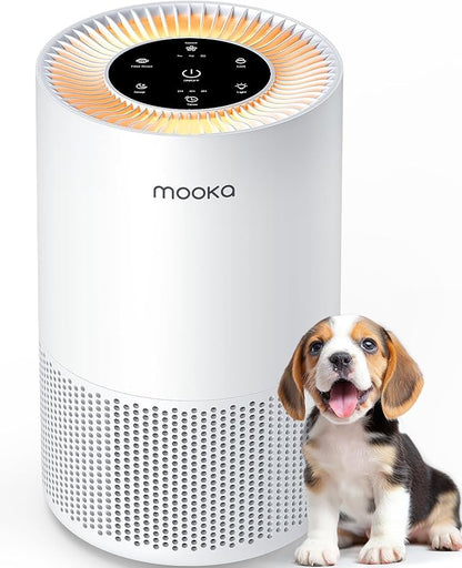 Air Purifiers for Home Large Rooms up to 1200ft², MOOKA H13 True HEPA Air Purifier for Bedroom Pets with Fragrance Sponge, Timer, Air Filter Cleaner for Smoke, Odor, Dander, Pollen (White)