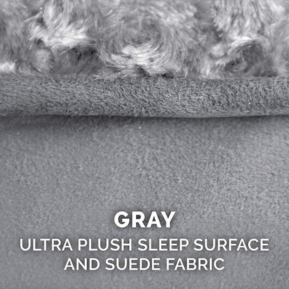 Furhaven Replacement Dog Bed Cover Ultra Plush Faux Fur & Suede Contour Luxe Lounger, Machine Washable - Gray, Jumbo Plus (XX-Large)