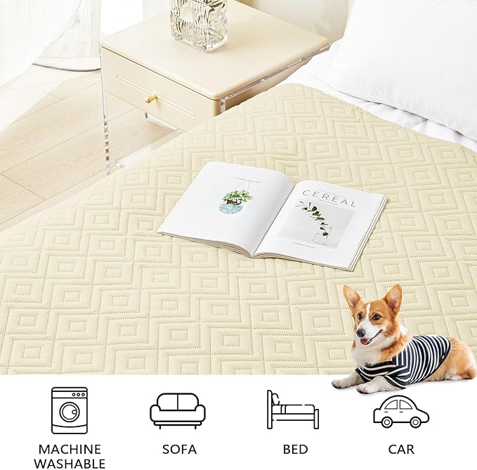 hyha Waterproof Dog Blanket, Soft Dog Bed Cover Pet Blankets, Waterproof Sofa Couch Cover for Dogs Washable, Reversible Pet Couch Covers for Sofa Furniture (40x70 Inch, Beige/Beige)