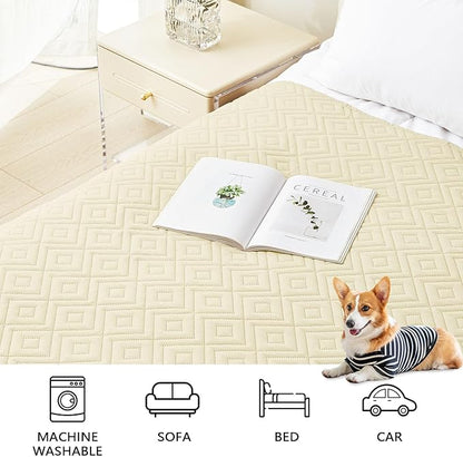 hyha Waterproof Dog Blanket, Soft Dog Bed Cover Pet Blankets, Waterproof Sofa Couch Cover for Dogs Washable, Reversible Pet Couch Covers for Sofa Furniture (40x70 Inch, Beige/Beige)