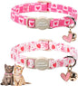 Unique Style Paws Pink Kitten Collars,Cute Valentine Cats Collar with Bell,Kitten Collar Breakaway Buckle with Heart Pattern,Adjustable Valentine Cat Collars,Ideal Gift for Boy Girl Cats