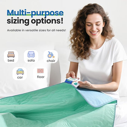 Noovirum® Washable Underpads, 34"x36" (Pack of 6) Reusable Incontinence Pads for Kids, Adults, Elderly, Pets - Waterproof Protective Pad for Bed, Couch, Sofa, Furniture, Floor