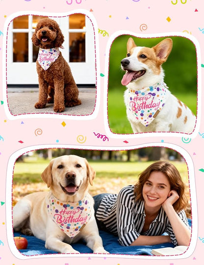 Luxury Double-Layer Dog Birthday Bandana – Handmade, Silk-Soft Polyester for All Dog Sizes | Birthday & Party Outfit | Gift-Ready Pet Accessory(Happy Birthday, Small)