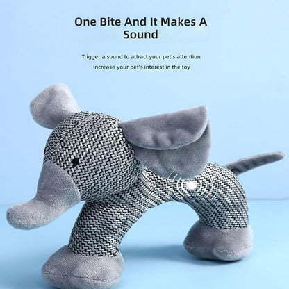 Xcho Linen Safari Companions Squeaky Dog Chew Animals Indestructible Dog Chew Toys Puppy Toys to Keep Them Busy for Small Medium Dogs Uitable for Indoor and Outdoor Throwing Play(Elephant)