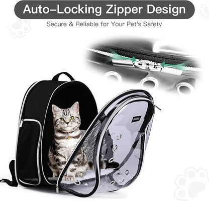 BAGLHER Cat Carrier Backpack Bubble - Fit Up to 18 Lbs - Airline-Approved Dog Backpack Carrier for Small Pets Puppies Dogs Bunny, Space Capsule Dog Carrier Backpack for Travel Outdoor Hiking, Black