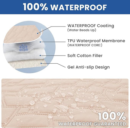 Waterproof Dog Bed Cover Pet Blanket, Soft Couch Cover for Dogs Washable, Non-Slip Dog Blanket Protect Furniture Couch Sofa Car for Puppy Large Dogs Cat (82x102 Inch, Beige)