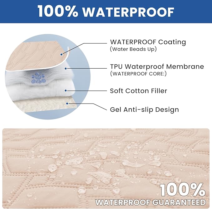 Waterproof Dog Bed Cover, Non-Slip Dog Blanket for Couch, Couch Covers for Dogs Washable, Pet Blanket for Furniture, Pet Bed Mat for Sofa, Car, Pet Supplies (40x50 Inch, Beige)