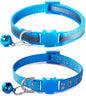 Sky Blue Reflective Cat Collar with Bells, [2 Pack] Break Away Kitten Collar with Bells, Breakaway Cat Collar for Boy Cats Kitty