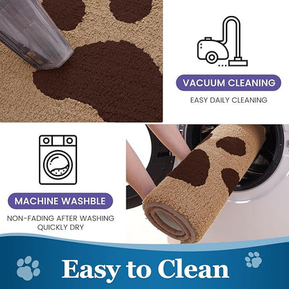 Buganda Dog Door Mat for Muddy Paws, Absorbent Dirt Trapper Washable Indoor Doormats, Non Slip Low-Profile Mud Mat for Dogs, Front Entrance Doormat for Inside Floor (48x30 Inches, Beige)