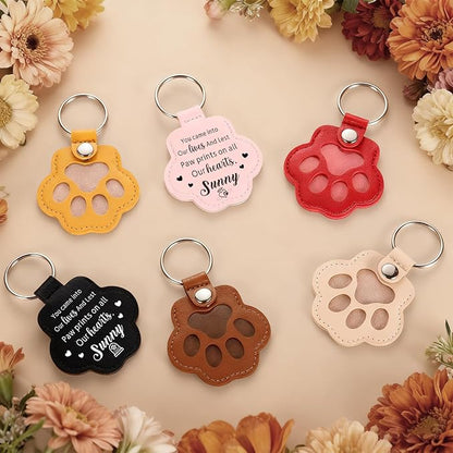 Eunigem Personalized Pet Hair Keychain for Dogs Cats-Custom Paw Keychains for Dog Hair-Shaped Leather Keychain,Pet Memorial Gifts Remembrance Accessory Refillable Keepsake for Bag or Key (Color-5)