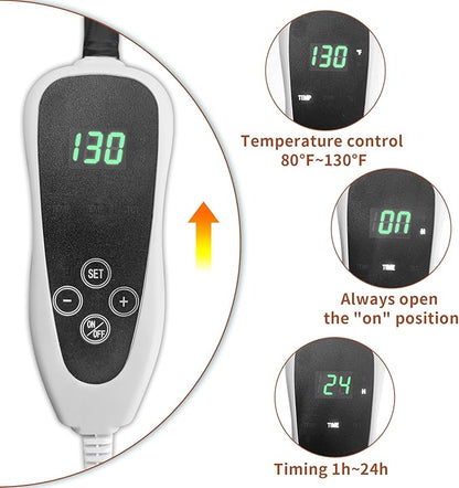 Pet Heating Pad 22x18 in with Smart Thermostat Switch and Power Line Protection Tube,Obtained MET and UL Dual Certification,Waterproof Cat Heating pad-Paw Print