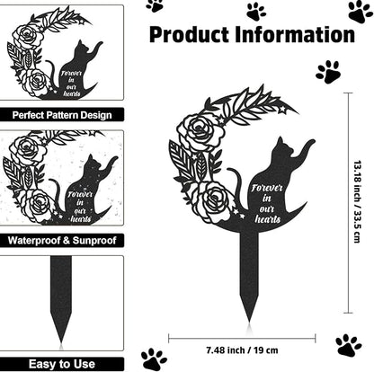 Pet Grave Markers Cat, Metal Memorial Plaques for Outdoors Garden Yard, Pet Grave Marker Decor Gifts Graveyard Remembrance Graveside Burial Stake for Pet Owner